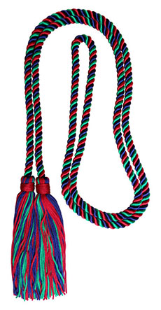 Navy Blue/Red/Kelly Green honor cord